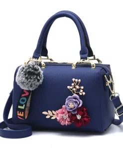 DtUA2022 New Fashion Flowers Designer Pu Leather Crossbody Bags for Women Vintage Small Shoulder Handbags Female