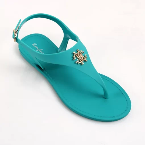 EG58New Women Sandals Summer Fashion Peep Toe Jelly Flip Flops Buckle Non slip Flat Sandal Woman
