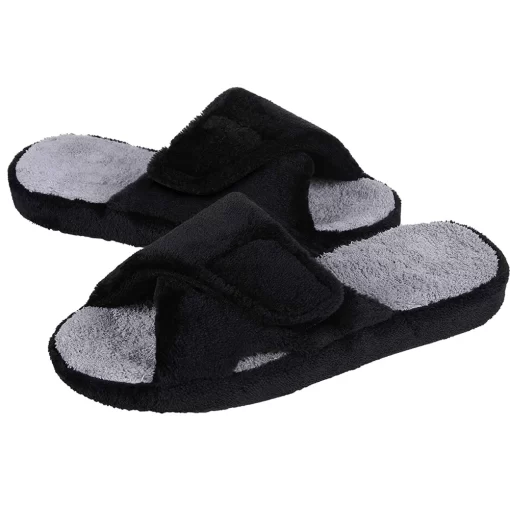 F8S8Comwarm Fashion Fuzzy Indoor Slippers For Women New Adjustable Terry Cloth Arch Support Slippers Four Season