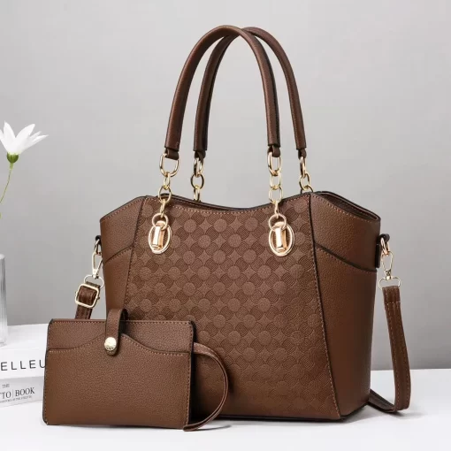 FF1ALeather Texture High Quality Tote Handbag Women s Fashion Chain Single shoulder Crossbody Composite Bag Versatile