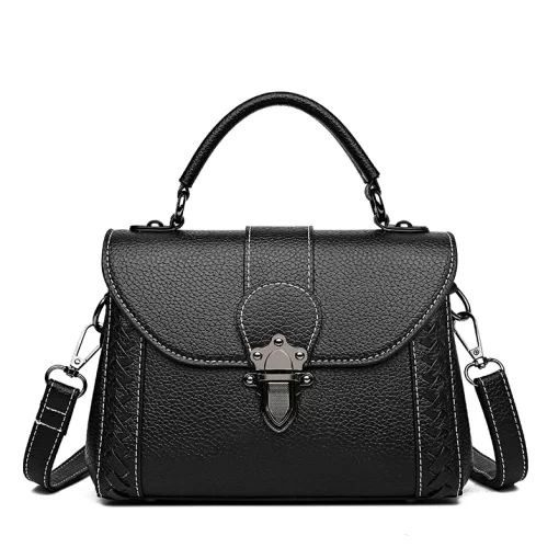 FOZ3Women Leather Handbags Designer High Quality Ladies Shoulder Bags Vintage Brand Lock Design Crossbody Bags for