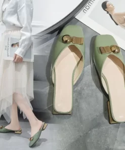 Ft00Summer Green Slides Shoes for Women 2023 Home Sandals House Woman Slippers Off White with Heel