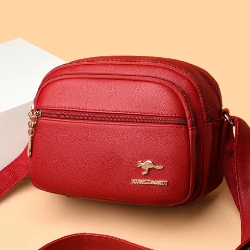 GOOvHigh Quality Soft Leather Purse Fashion Women Shoulder Messenger Bag Multi pocket Wear resistant Bag Luxury