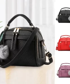 IKOOYogodlns Luxury Embroidery thread Handbag Female PU Leather Shoulder Bag Hair Ball Crossbody Bag Trendy New
