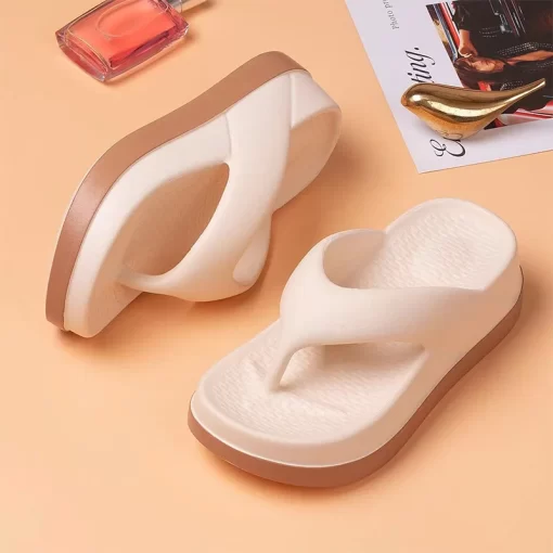 J7HZwomen s flip flops summer outdoor and indoor thick soled sandals 5cm increase height slippers for