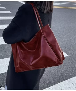 LKOlWomen Tote Bag Fashion Underarm Pouch Large Capacity Soft Pu Leather Shoulder Bag Retro Crossbody Bag