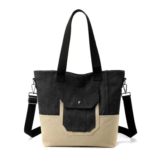 LVx8Casual Canvas Bag Tote Bag Women s Bag Large Capacity Contrast Retro Handbag Patchwork Messenger Bag