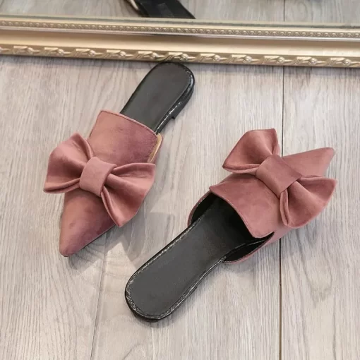 MVAC2020 New Bow Pointed Slippers Female Summer Fashion Ping Baotou Slippers Outer Wear Slipper