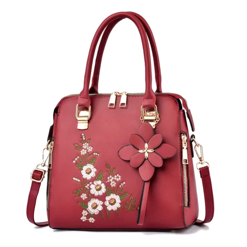 MaKAFloral Detail Shoulder Bag Trendy Zipper Handbag For Work Casual Crossbody Bag Women s Floral Decor