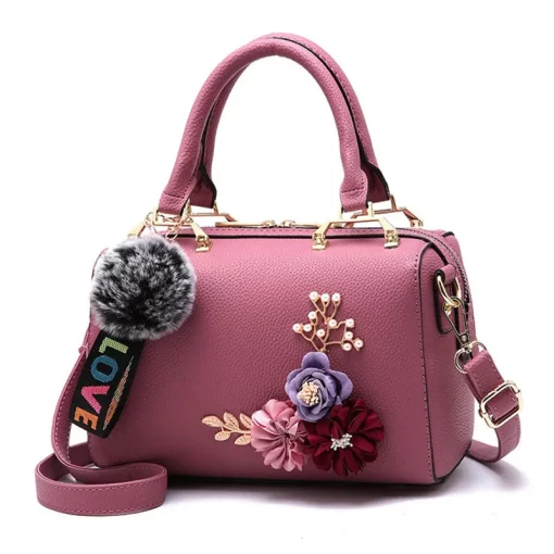 MmKH2022 New Fashion Flowers Designer Pu Leather Crossbody Bags for Women Vintage Small Shoulder Handbags Female