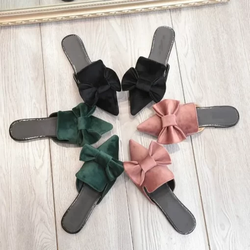 MpFN2020 New Bow Pointed Slippers Female Summer Fashion Ping Baotou Slippers Outer Wear Slipper