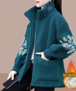 N47rWarm Stitching Lamb wool Winter Jacket Female 2023 Fashion Loose Plus velvet Thick Coat Short Casual