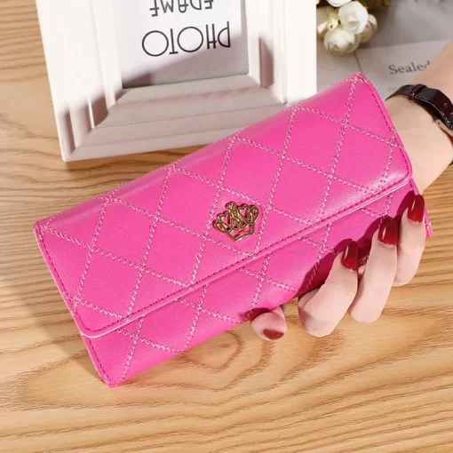 NRbfWomen Wallet Lady Clutch Leather Plaid Hasp Female Wallets Long Length Card Holder Phone Bag Money