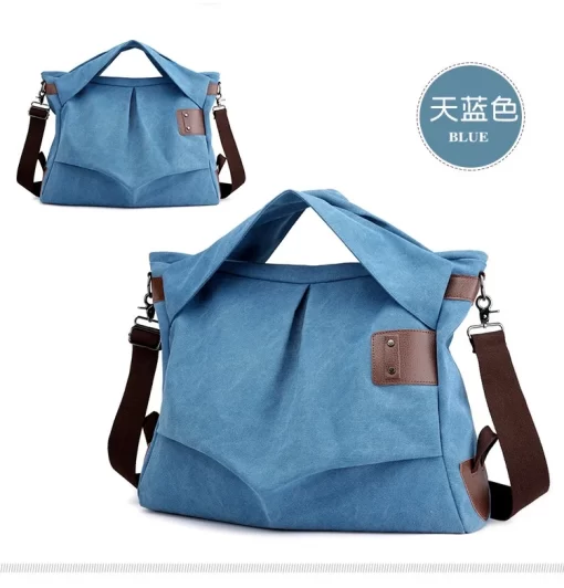 NS3jWomen s Canvas Bag Casual Shoulder Canvas Bag Fashion Large Capacity Tote Pleated Women s Bag