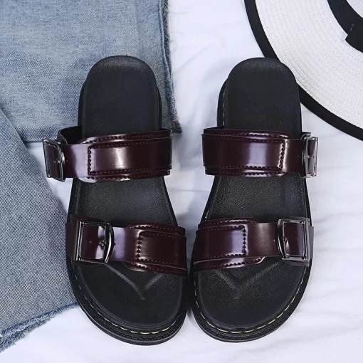 O2s3Flat Sandal Shoe Suit Female Beige Summer Heels Muffins shoe Large Size 2023 Women s Without