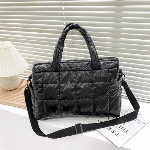 OKcvWinter Space Cotton Handbags Tote Quilted Down Shoulder Bags for Women Luxury Nylon Cloth Crossbody Bag