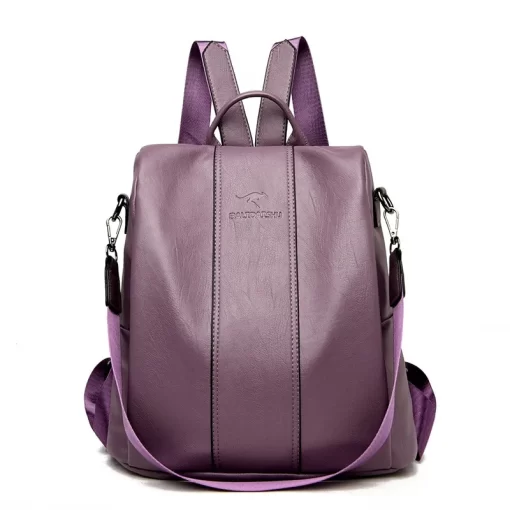 OjCBAnti theft leather backpack women vintage shoulder bag ladies high capacity travel backpack school bags girls