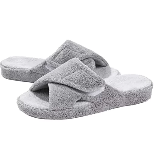 PLDIComwarm Fashion Fuzzy Indoor Slippers For Women New Adjustable Terry Cloth Arch Support Slippers Four Season