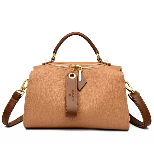 QHUwHigh Quality Solid Color Leather Shoulder Crossbody Bag For Women 2023 Luxury Women s Handbag Designer