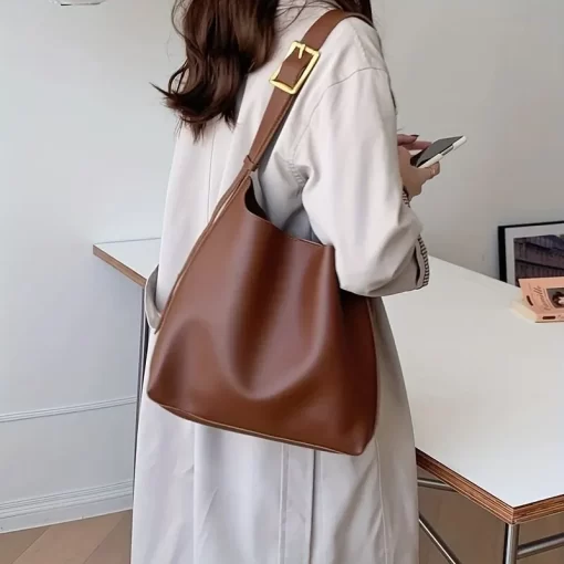 QmkMAll Match Women Shoulder Bag Solid Fashion Handbag Crossbody Bag Women s Minimalist PU Leather Bag