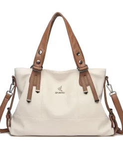 RbliNEW Brands Soft Leather Handbags for Women Vintage Shoulder Tote Bag Luxury Designer Ladies Large Capacity