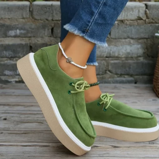 SUJtLarge Size 43 Women s Comfort Breathable Suede Sneakers Ladies Low Top Thick Sole Casual Sports