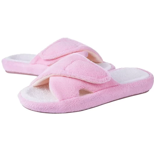 TbccComwarm Fashion Fuzzy Indoor Slippers For Women New Adjustable Terry Cloth Arch Support Slippers Four Season