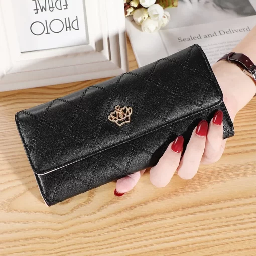 TjiUWomen Wallet Lady Clutch Leather Plaid Hasp Female Wallets Long Length Card Holder Phone Bag Money