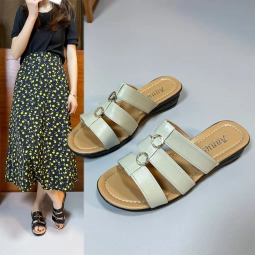 Twt0Women Summer Wedges Slippers Female Open Toe Flip Flops 2024 New High Heels Sandals Design Dress
