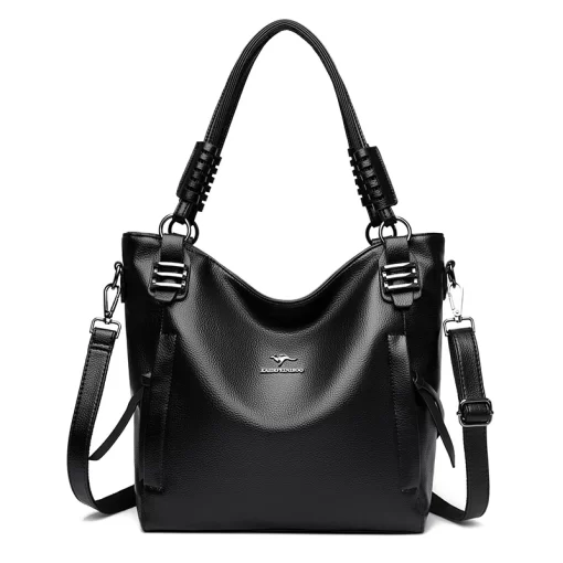 UGSMLuxury Soft Genuine Leather Handbag Fashion Women Shoulder Messenger Bag Solid Color Cowhide Tote Fashion Female