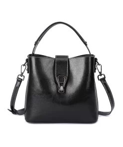 V7XiReal Cowhide Leather Women s New Bucket Bag Lady Fashion Single Shoulder Messenger Bag Versatile Handbag