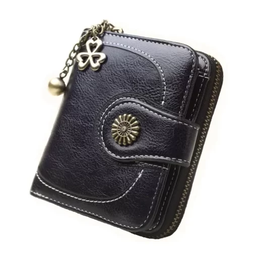 W8BhWomen Wallets and Purses PU Leather Money Bag Female Short Hasp Purse Small Coin Card Holders