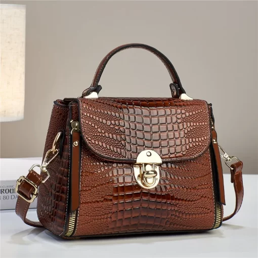 W8TVCommuting Crocodile Pattern Leather Handbag 2024 High Quality Women s Shoulder Bags Fashion Crossbody Luxury Designer