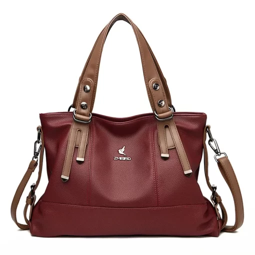 X40pNEW Brands Soft Leather Handbags for Women Vintage Shoulder Tote Bag Luxury Designer Ladies Large Capacity