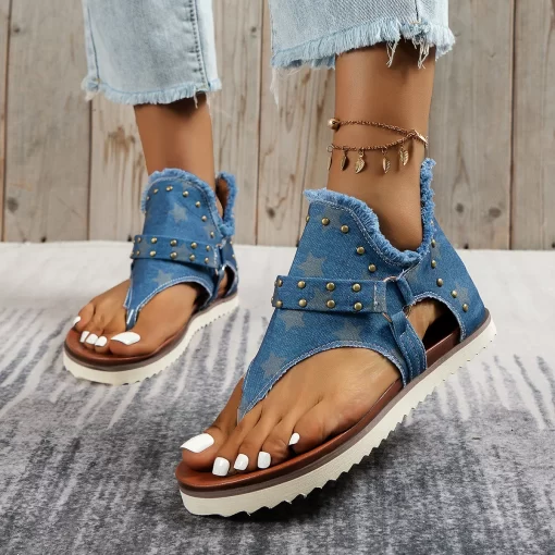 YkIsGladiator Shoes Women Flat Sandals Outdoor Clip Toe Casual Sandal for Female Summer Non Slip Soft
