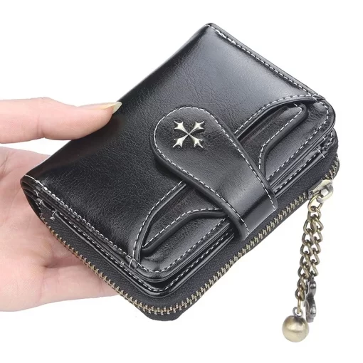 ZAXuWomen Wallets and Purses PU Leather Money Bag Female Short Hasp Purse Small Coin Card Holders