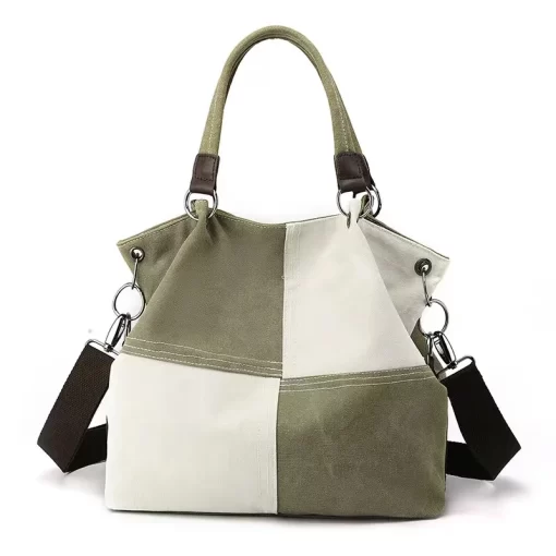 ZL4JCanvas Women s Bag Splicing Tote Bag Large Capacity Handbag Fashion Lady Shoulder Bag Messenger Bag