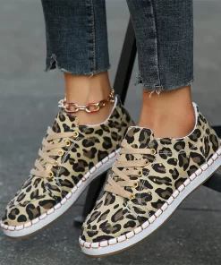 a2RHSummer Women Sneakers White Leopard Canvas Shoes Fashion Vulcanize Flats Ladies Loafers Female Sports Shoes Casual