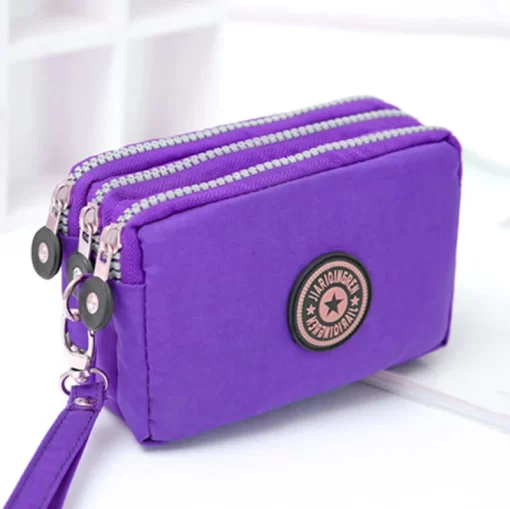 aADi2023 New Coin Purse Women Small Wallet Washer Wrinkle Fabric Phone Purse Three Zippers Portable Make