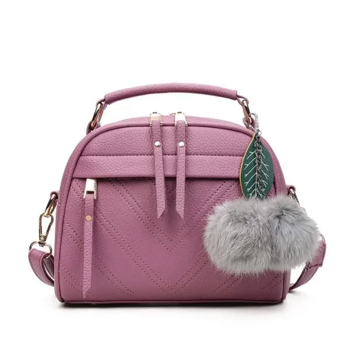 aMbnYogodlns Luxury Embroidery thread Handbag Female PU Leather Shoulder Bag Hair Ball Crossbody Bag Trendy New