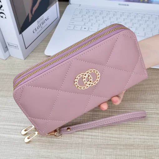 aPRBNew Wallet Women s Long Double Zipper Large Capacity Handbag Mom s Fashion Simple Double Layer