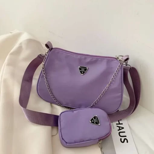 cLY8Woman Female Fashion Causal Handbag Set Crossbody Bags Shoulder Handbags 2in1 Sling Bag Trend Hand Bag