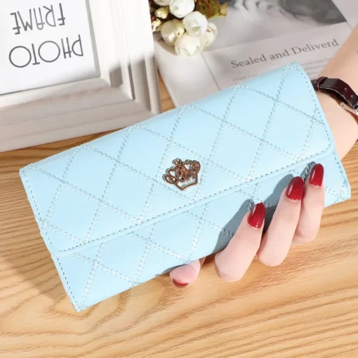 cNrMWomen Wallet Lady Clutch Leather Plaid Hasp Female Wallets Long Length Card Holder Phone Bag Money