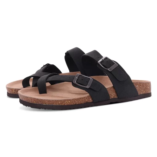 dTCkBebealy Soft Cork Footbed Sandals Women Platform Cork Slippers With Arch Support Indoor Outdoor Beach Slides