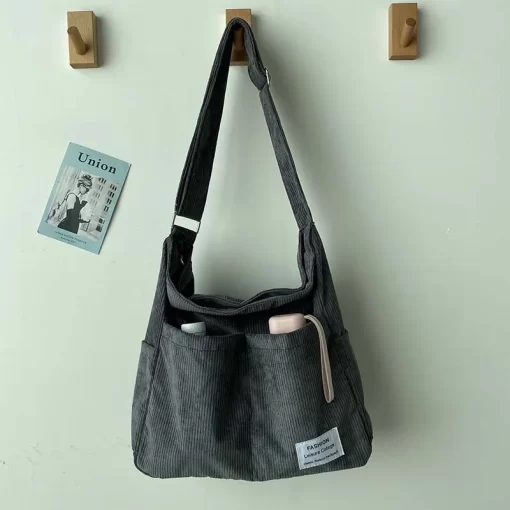 eB5DCorduroy Shoulder Bags 2023 Women Fashion Leisure College Style Shopper Multi Pocket Large Capacity Designer Handbags