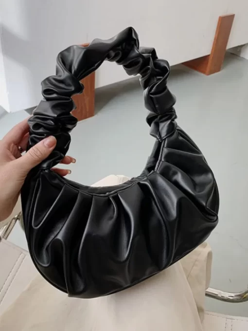 efL0Fashion Pleated Handlebags for Women PU Cloud Bags Leisure Armpit Bag Shopping Shoulder Bags Dumpling Handbag