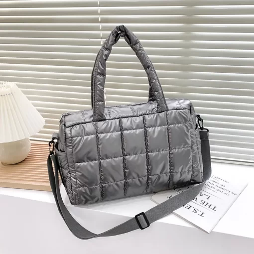 hHA1Winter Space Cotton Handbags Tote Quilted Down Shoulder Bags for Women Luxury Nylon Cloth Crossbody Bag