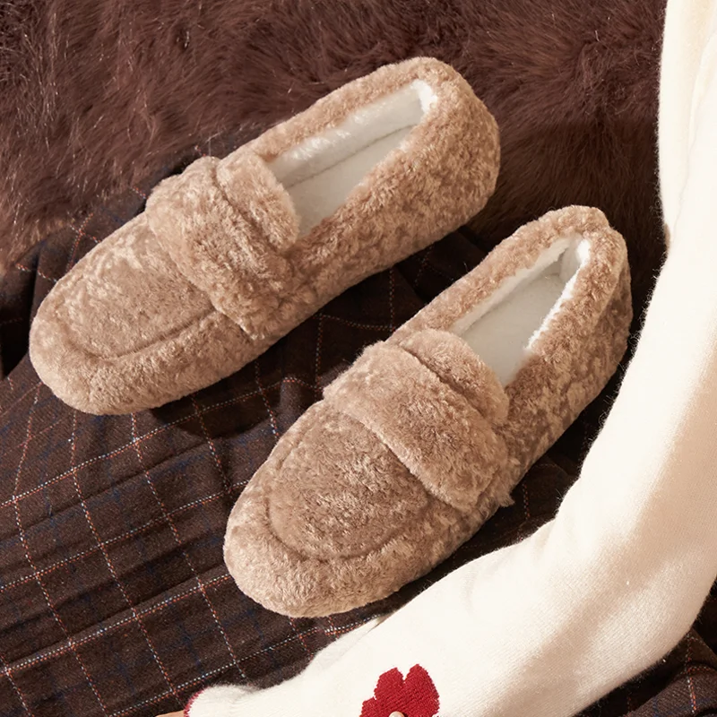 hg0X2023 Designer Luxury Lambswool Loafers Winter Plush Fluffy Furry Moccasins Women Slip On Fuzzy Flats Faux