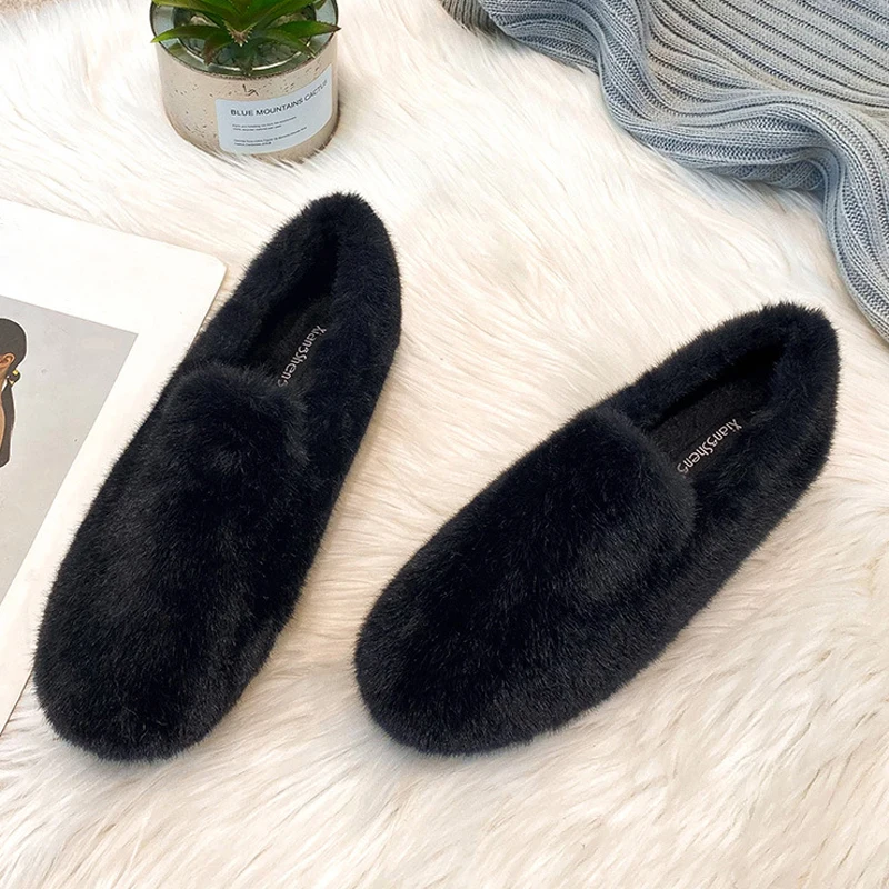 iL0Z2023 Designer Luxury Fluffy Furry Loafers Winter Plush Moccasins Women Slip On Shallow Fuzzy Flat Shoes