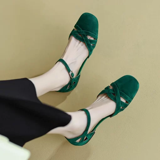 iYkRFashion Womens Shoes 2023 Round Toe Breathable Female Sandal Med Clear Heels Luxury Comfort Girls Beige
